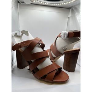 Nine West Cognac Sheena Strappy Heels Size 8 Womens
